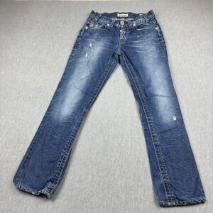 MEK DNM Jeans Mens 30x34‎ Fits 30x31 Blue Harbin Slim Straight Distressed Denim